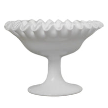 Load image into Gallery viewer, Milk Glass Ruffle Pedestal Bowl
