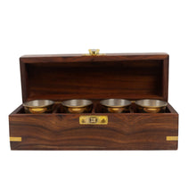 Load image into Gallery viewer, Solid Brass Shot Glasses Set in Wood Box
