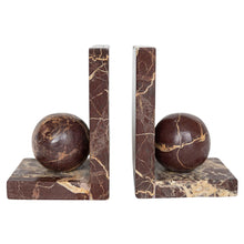 Load image into Gallery viewer, Mid-Century Marble Sphere Bookends | Architectural Stone Pair
