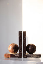 Load image into Gallery viewer, Mid-Century Marble Sphere Bookends | Architectural Stone Pair

