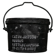 Load image into Gallery viewer, Vintage Black Bucket with Writing
