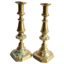 Load image into Gallery viewer, Pair of Antique Brass Candle Holders
