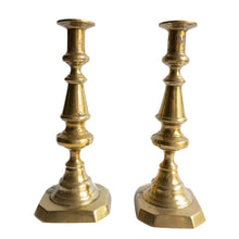 Load image into Gallery viewer, Pair of Antique Brass Candle Holders
