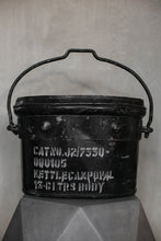 Load image into Gallery viewer, Vintage Black Bucket with Writing
